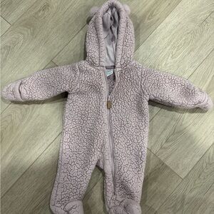Carters Cozy Pink Baby Bear Winter Onesie size 3m